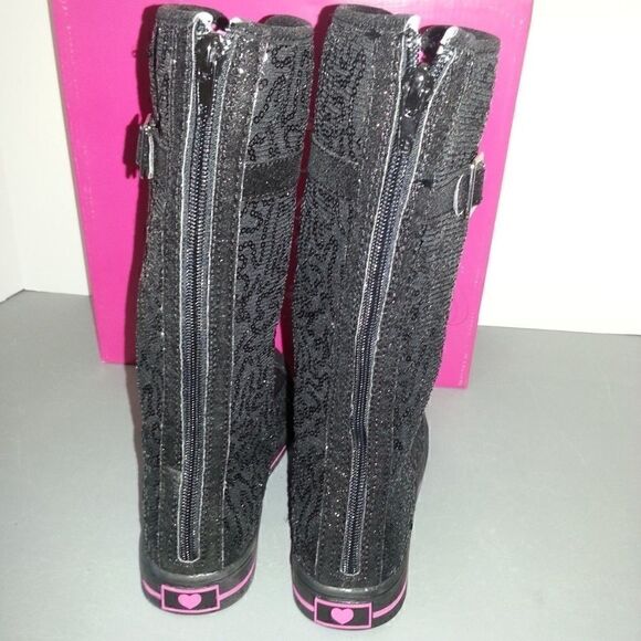 ENZO ANGIOLINI Black Sequin Lace Up Sneaker Boots - Picture 5 of 6